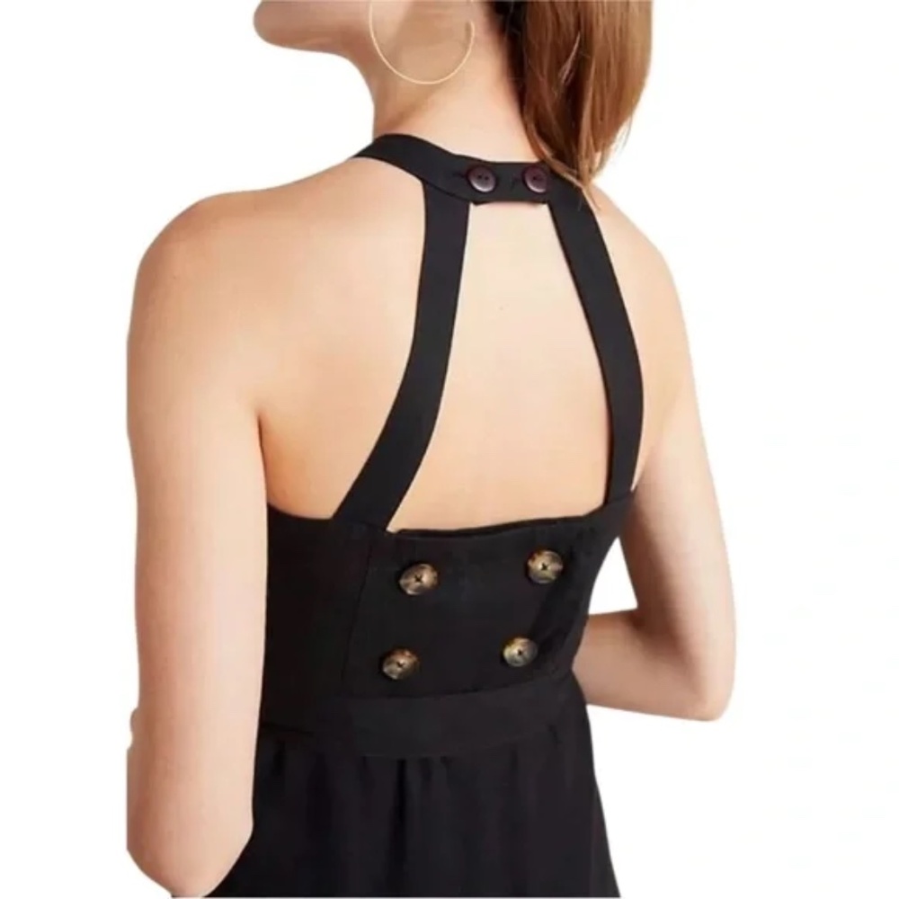 Anthropologie Maeve Black High Neck Linen Greta Midi Dress Size 6 - Picture 2 of 3